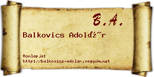 Balkovics Adolár névjegykártya